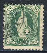 Svizzera 1882-1904 N. 77 C. 50 Verde Fil. 1 Usato Cat. € 50 - Gebraucht