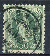 Svizzera 1882-1904 N. 77 C. 50 Verde Fil. 1 Usato Cat. € 50 - Gebraucht