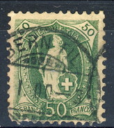 Svizzera 1882-1904 N. 77 C. 50 Verde Fil. 1 Usato Cat. € 50 - Oblitérés
