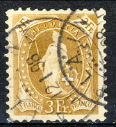 Svizzera 1882-1904 N. 80 F. 3 Bistro Arancio Fil. 1 Usato Cat. € 40 - Oblitérés