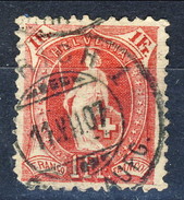 Svizzera 1905-06 N. 98 Rosso Carminio Fil. 2 Usato Cat. € 6 - Oblitérés