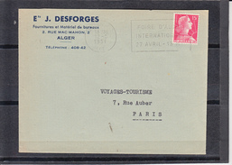 Secap " FOIRE D'ALGER INTERN 27 AVRIL-13 MAI " Sur Lettre De ALGER R.P. Le 12 5 1956 Entete Pub " MATERIEL BUREAU " - Brieven En Documenten
