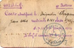 VP7363 - MILITARIA - Carte Identifiand Le Brigadier  J.B CLERGEAU Au 2 ème Rgt De D.C.A 4 ème Groupe SP 22 - Documents
