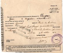 VP7380 - MILITARIA - Feuille De Déplacement Au Brigadier J.B CLERGEAU Au 402 ème Rgt De D.C.A - SP 22 - Documenten