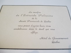 Carte De Condoléances/Canada /Les Membres De L'Entraide Policière/Sureté Provinciale Du Québec/Vers 1940-1950    FPD102 - Esquela
