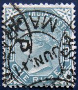 BRITISH INDIA 1874 1Re Queen Victoria Used Watermark : Elephant's Head - 1858-79 Kolonie Van De Kroon