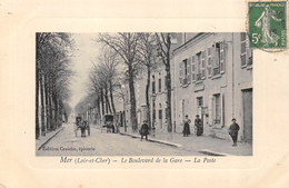 CPA 41 MER LE BOULEVARD DE LA GARE LA POSTE 1912 - Mer