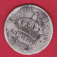 France 20 Centimes Napoléon III Tête Laurée 1866 BB - 20 Centimes