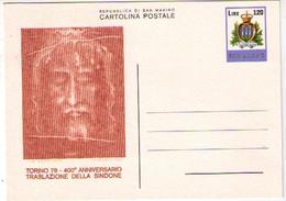 CARTOLINA POSTALE SACRA SINDONE - TORINO 78 - SAN MARINO - Lettres & Documents