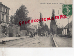 16 - JARNAC - AVENUE CARNOT - LE TRAMWAY  EPICERIE CENTRALE TABAC -1914 - Jarnac