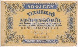 1946. 10.000.000AP Vízjeles Papír, Fordított Címer, 'amelyekNEK' T:III,III- - Ohne Zuordnung