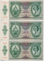 1936. 10P (3x) Közte 2db SorszámkövetÅ‘ és 1db Közeli Sorszám T:III Szép... - Ohne Zuordnung