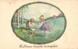 T2/T3 'Kellemes Húsvéti ünnepeket!' / Easter Greeting Card, Rabbits, Children, Erika Nr. 2040.... - Ohne Zuordnung