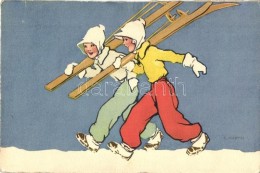 ** T2/T3 Skiing Children, Edition Stehli No. 604. S: E. Martin (fa) - Ohne Zuordnung