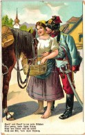 ** T2/T3 Speis Und Trank Betam Mein Rösschen... / K.u.K. Cavalryman, Romantic Litho Postcard - Ohne Zuordnung