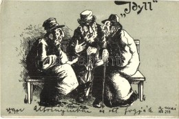 T4 Idyll, A. ST. No. 218. / Judaica, Jewish Men, Art Postcard (cut) - Ohne Zuordnung