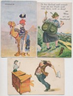 ** * 3 Db RÉGI Humoros Motívumlap, Köztük Egy Litho Leporelló / 3 Pre-1945 Humorous... - Ohne Zuordnung