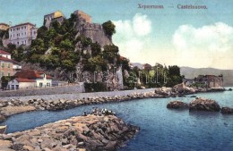 ** T1/T2 Herceg Novi, Castelnuovo; Seashore. Castle, Verlag Milos L. Popovic - Ohne Zuordnung