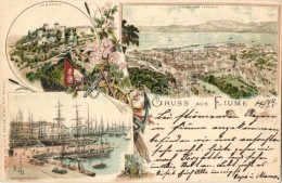 T2/T3 1897 Fiume, Tersatto, Hafenpartie / Trsat, Port, Ships, Verlag Von Carlo Spiess, Floral, Litho (EK) - Non Classificati