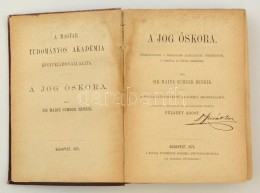 Sir Maine Sumner Henrik: A Jog Å‘skora. Fordította Pulszky Ágost. Bp., 1875, MTA. Kiadói... - Ohne Zuordnung