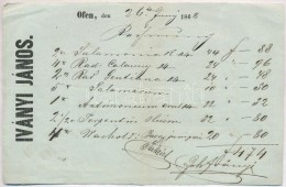 1868 Buda, Iványi János Gyógyszerész, Tételes Számla, Hatjva - Ohne Zuordnung