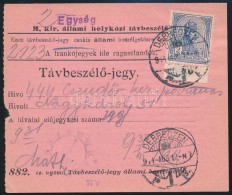 1914 Állami Helyközi TávbeszélÅ‘ Jegy Turul 2K Bérmentesítéssel - Sonstige & Ohne Zuordnung