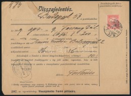 1909 Visszajelentés 10f Turul Bérmentesítéssel - Sonstige & Ohne Zuordnung