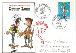 Lucky Luke,Calamity Jane, Jolly Jumper. FDC Elven (56),  Adressé Yvelines - Bandes Dessinées