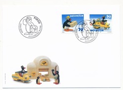 SUISSE -  FDC 1999 - PINGU (La Poste) - 3 Enveloppes BERNE - FDC