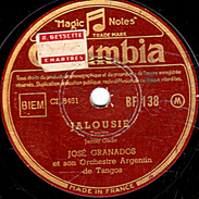 78 T. - 25 Cm - état  B -  JOSE GRANADOS - JALOUSIE - PRIMER AMOR - 78 T - Disques Pour Gramophone