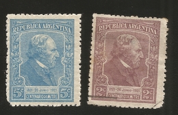 J)1921 ARGENTINA, BARTOLOME MITRE (1821-1906) PRESIDENT OF ARGENTINA 1862-1865, SET OF 2 MINT AND MNH - Ungebraucht