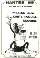 NANTES CARTE DU 1er SALON DE LA CARTE POSTALE MODERNE AU PAYS DU MUSCADET 25 ET 26 OCTOBRE 1986  ILLUSTREE PAR SCABER - Nantes
