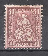 SUISSE / Schweiz 1881, Helvetia Assise, Fils De Soie,  Yvert N° 56, 50 C Lilas , Neuf * / MH, TB - Ungebraucht