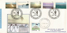 Expedition Antarctique à L´île Macquarie Oct. 1987, Lettre Adressée à Darwin, Avec Timbre à Date Arrivée Recto Enveloppe - Storia Postale