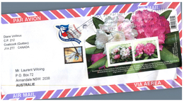 (303) Canada To Australia Cover With Flower Mini-sheet - Cartas & Documentos