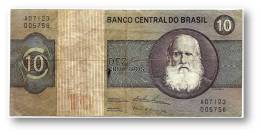 BRASIL - 10 CRUZEIROS - ND ( 1974 ) - P 193.b - Serie 7123 - Sign. 18 - Prefix A - D. PEDRO II - Brazil