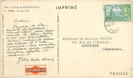 TONGA - RARE BEL AFFRANCHISSEMENT Vers FRANCE - 1955 / C.P. "L'ILE DES AMIS"- TIMBRE - PÊCHE AU FILET ET EFFIGIE- N° 101 - Tonga (...-1970)