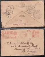 Burma  1935  D.L.O. RANGOON  Steel Work Meterfrank Cover Calcutta To Rangoon  # 93621  Inde  Indien - Birmania (...-1947)