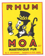 étiquette Pub Rhum Moâ, Martinique ( Justamond, Bagnols Sur Cèze, Homme Noir, Négritude ) - Rhum