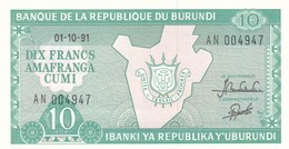 BURUNDI 10 FRANCS 1991 FDS - Burundi