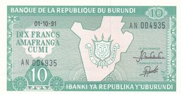BURUNDI 10 FRANCS 1991 FDS - Burundi