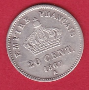 France 20 Centimes Napoléon III Tête Laurée 1867 A - 20 Centimes