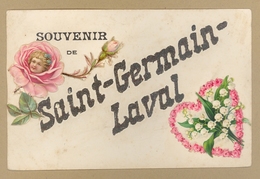 42 - SAINT GERMAIN LAVAL - "SOUVENIR DE SAINT GERAMAIN LAVAL" - RARE CPA STRASS ET AJOUTIS - Saint Germain Laval