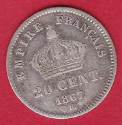 France 20 Centimes Napoléon III Tête Laurée 1867 BB - 20 Centimes