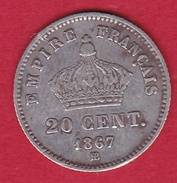 France 20 Centimes Napoléon III Tête Laurée 1867 BB - 20 Centimes