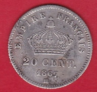 France 20 Centimes Napoléon III Tête Laurée 1867 BB - 20 Centimes