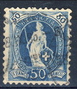 Svizzera 1882-1904 N. 76 C. 50 Azzurro Fil. 1 Usato Cat. € 30 - Gebraucht