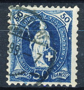 Svizzera 1882-1904 N. 76 C. 50 Azzurro Fil. 1 Usato Cat. € 30 - Gebraucht