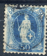 Svizzera 1882-1904 N. 76 C. 50 Azzurro Fil. 1 Usato Cat. € 30 - Oblitérés