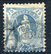 Svizzera 1905-1906 N. 94 C. 25 Celeste Fil. 2 Usato Cat. € 20 - Oblitérés